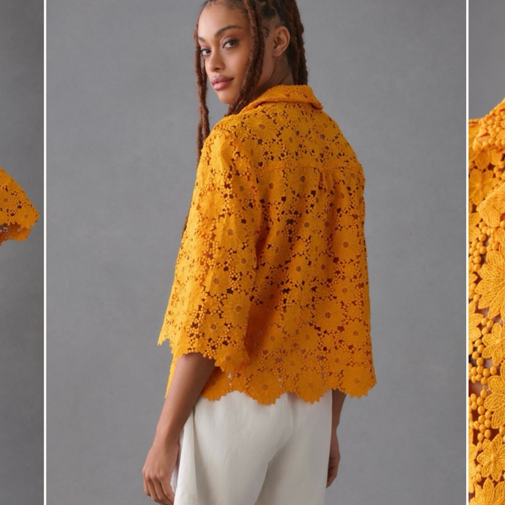 Lace half sleeve button down top Anthropologie, Maeve